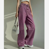 Fashionkova  Purple Summer Woman's Jeans High Waist Denim Trouser Baggy Design Ladies Streetwear Vintage Wide Leg Straight Loose Jean Pants