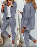 Fashionkova Casual Blazer Plaid Print 2Pcs Sets Jacket + Trousers Clothing Suit Women Clothes Set 2022 Autumn New Style