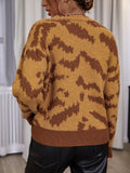 Fashionkova  Brown Orange Long Sleeve O Neck Animal Zebra Pattern Print Knit Clothing Autumn Winter 2022 Women Short Pullover Sweater