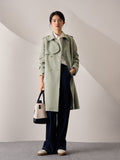 Fashionkova Classic Double Breasted Windbreaker Women's Mid Length 2023 New Premium Autumn Casual Coat Green Women Coats Soild