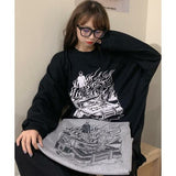 Fashionkova Black Women Sweatshirt Grey Vintage Letter Round Neck Jacket Long Sleeve Korean Fashion Casual Y2K Style Autumn Female Tops