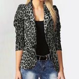Fashionkova  Spring Autumn Leopard Blazers Office Lady Coat 2022 Notched Long Sleeves Single Button Women Casual Suit Blazer Jackets