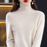 Fashionkova  First-Line Ready-To-Wear High Lapel Sweater Women 100 Pure Wool Base Sweater New Autumn Winter Knitted Sweater Cashmere Sweater