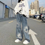 Fashionkova   Y2K Emo Women Streetwear Oversized Star Pattern Straight Trousers Baggy Jeans Fairy Grunge Hip Hop Alt Denim Pants Male Clothes