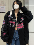 Fashionkova  Gothic Punk Embroidery Sweatshirts Women Harajuku Zip Up Oversize Hoodies Black Loose Casual Tops Jacket Vintage Hippie