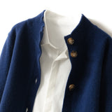 Fashionkova  Autumn And Winter 100% Wool Cashmere Sweater Women's Self-Cultivation Half High Neck Cardigan Warm Knitted Sweater Women