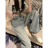 Fashionkova Blue Women Jeans High Waist Fashion American Design Y2K Oversized Chic Wide Leg Jean Female Trouser 2023 NEW Baggy Denim Pants