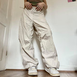 Fashionkova  Y2K Baggy Cargo Pants Women Drawstring Low Waist Sweatpants Vintage Casual Streetwear Loose Wide Leg Trousers Parachute Pants