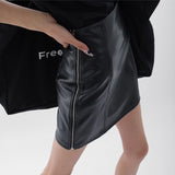 Fashionkova Black Leather Mini Skirt Women Autumn Winter Side Zipper Punk Sexy High Waist Slim PU Pencil Skirt Korean Streetwear