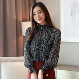 Fashionkova  Autumn Fashion 2022 Women Chiffon Blouses Long Sleeve Printed Women Tops Casual Stand Collar Floral Women Clothing 6197 50