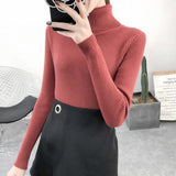 Fashionkova  2022 Women Pullover Turtleneck Sweater Autumn Casual Long Sleeve Slim Elastic Sweaters Female Simple Solid Color Knitted Jumpers