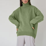 Fashionkova  Winter Turtle Neck Sweater Women 2022 New Elegant Thick Warm Knitted Pullover Loose Basic Lazy Oaf Knitwear Female Jumper