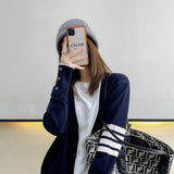Fashionkova  Hot Sale Long Sleeve Spring Autumn Wool Women Sweaters TB Style Brand New Women Knitted Cardigan Sweater Fashion Top
