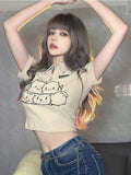 Fashionkova  Y2K Sexy Print T Shirts Women Harajuku Vintage Long Sleeve Crop Tops Kawaii Cartoon Graphic Tees Korean Style Aesthetic