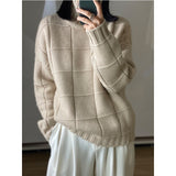 Fashionkova  High-Neck Thick Cashmere Sweater Women Loose Korean Style Lazy Autumn Winter New Wool Knitted Sweater Turtleneck Pullover Female