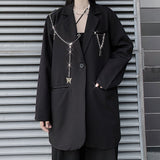 Fashionkova  Emo Harajuku Autumn Women Jackets Black Oversized Gothic Punk Hip Hop Vintage Blazer Coats Alt Chain Loose Suit Jacket Clothes