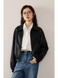Fashionkova Retro PU Leather Jacket For Women's Autumn 2023 New Loose Collar Casual Short Leather Jacket Black Women Coats