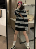 Fashionkova  Korean Fashion Stripe Print Hoodies Women Harajuku Vintage Oversized Sweatshirts Casual Long Sleeve Loose Pullover Tops