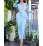 Fashionkova  Elegant Ladies Two Piece Sets 2023 Autumn Fashion New All Over Print Long Sleeve Corset Blazer Coat & Pants Set