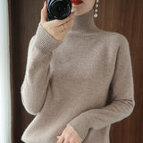 Fashionkova  Turtleneck Cashmere Sweater Women Autumn Winter Casual Solid Color Pullover Sweaters Female Long-Sleeved Loose Bottoming Sweater