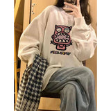 Fashionkova Grey Jacket Women Vintage Sweatshirt Printing Long Sleeve Streetwear Fashion Casual Y2K 2023 Winter Plush Female Pullover Tops