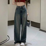 Fashionkova  Y2K Women Vintage Streetwear Baggy Cargo Jeans High Waisted Straight Wide Leg Pants Denim Trousers Fairy Grunge Alt Clothes