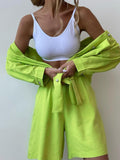 Fashionkova  2022 Casual Short Set Women Tracksuit Loung Wear Loose Long Shirt Top And High Waist Shorts Two Piece Sets Summer Outfits