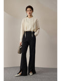 Fashionkova Commuter Style Acetate Fabric French Streamer Design Shirt for Women Autumn Chic Niche Sense All-match Top Shirt Female