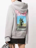 Fashionkova  Back Pattern Graphic Hoodies Woman Hooded Pockets Cotton Cozy Sweatshirts Pullovers Femme Vintage Rock Hoodie