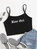 Fashionkova  Gothic Letter Graphic Spaghetti Strap Crop Cami Top Women Summer Y2K Clothes Black Punk High Street Style Tee Shirt 2022 Tanks