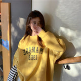 Fashionkova Sweatshirt Apricot Women Pink Pullover Vintage Letter Printing Jacket Long Sleeve Korean Fashion Casual Y2K Winter Female Tops