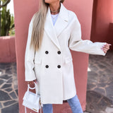 Fashionkova  Casual Long Sleeve Midi Blazer 2022 Fall Elegant Lapel Double-Breasted Woolen Jackets Winter Women Fashion Loose Solid Outerwear
