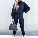Fashionkova  Women Tracksuit Autumn Winter Fashion Solid Color Pullover Drawstring Pant Suits Female Casual Long Sleeve Workout 2 Piece Sets