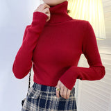 Fashionkova  2022 Women Pullover Turtleneck Sweater Autumn Casual Long Sleeve Slim Elastic Sweaters Female Simple Solid Color Knitted Jumpers