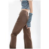 Fashionkova   Brown Women's Jeans High Waist Straight Baggy Fashion Jean Pants Streetwear Vintage Chic Design Casual Wide Leg Denim Trouser