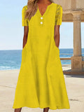 Fashionkova  Women Casual V Neck Short Sleeve Maxi Dress Fashion Print Long Dress Ladies A Line Dress Sundress Summer Loose Beach Cover Up