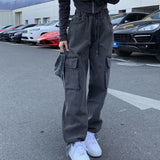 Fashionkova  Y2K Emo Women Fashion Oversized Vintage Streetwear Jeans Trousers High Waist Casual Alt Fairy Grunge Trousers Harajuku Clothes