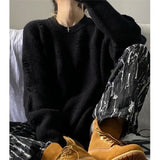 Fashionkova  Gothic Style Punk Black Knitted Sweater Women Oversize O-Neck Goth Grunge Knit Pullover Korean Fashion Long Sleeve Tops