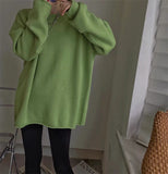 Fashionkova  Senior 100% Pure Cashmere Sweater Women Klein Blue Sweater Round Neck Loose Thickened Medium Long Knitted Sweater