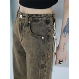 Fashionkova  Brown Summer Womans Jeans High Waist Denim Trouser Baggy Streetwear Arc Design Ladies Vintage Wide Leg Straight Loose Jean Pants