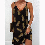 Fashionkova  2022 Summer V Neck Straps Dress Women Sexy Sleeveless Feather Printed Mini Sling Dress Female Casual Loose Party Beach Dresses