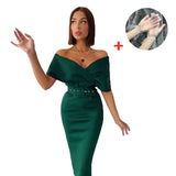 Fashionkova   White Dress Elegant Women V-Neck Evening Party Bodycon Midi Dress With A Belt Summer Off Shoulder Birthday Prom Tight Dresses