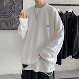 Fashionkova  Oversized Harajuku Hoodies Sweatshirts Men 2022 Autumn Solid Color O-Neck Pullovers Male Hiphop Long Sleeves T-Shirts Basic Tops