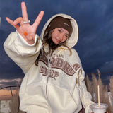 Fashionkova  Y2k Zip Up Hoodies Women Autumn Winter Grunge Goth Letter Print Oversized Jackets Harajuku Hip-Hop Streetwear Hooded Sweatshirts