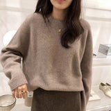 Fashionkova  2022 Cardigan Women's Round Neck Pullover Loose And Lazy Autumn And Winter Sweater New Knitted Bottoming Shirt