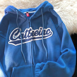 Fashionkova  Women Hoodie Harajuku Korean Version Oversized Solid Color Zip Up Sweatshirt Female Casual Long Sleeve Pocket Hooded Coat Jacket
