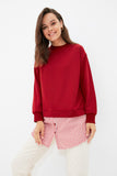 Fashionkova Bike Collar Bottom Shirt Overhang Knitted Sweatshirt