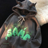 Fashionkova  Y2k Women Sweatshirts 2022 Autumn Funny Graffiti Monster Letter Print Anime Hoodies Fashion Harajuku Gothic Hooded Sweatshirts