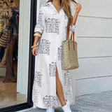 Fashionkova  Casual Long Shirt Dress Autumn Women Long Sleeve Maxi Dresses Laides Turn-Down Collar Office Dresses Loose Sundress Robe Longue