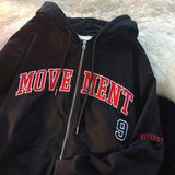 Fashionkova  Women Hoodie Harajuku Korean Version Oversized Solid Color Zip Up Sweatshirt Female Casual Long Sleeve Pocket Hooded Coat Jacket